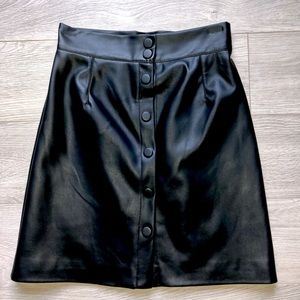 H&M Black Pleather Mini Pencil Skirt w/ Snaps NWT